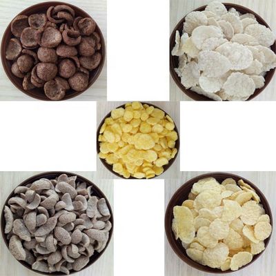 提供されたビデオ出口検査とコーンフレイク朝食穀物を作る機械