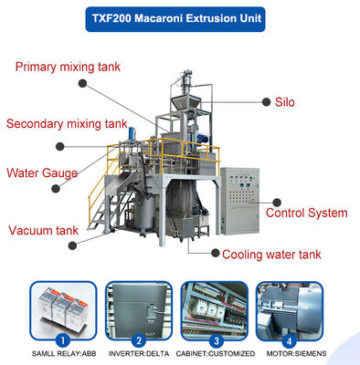 2000KG シエメンズモーター マカロニー パスタヌードル製造機 生産ライン ズーヘン